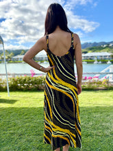 Load image into Gallery viewer, Black and Yellow Puakenikeni Pikake Maxi Dress