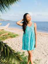 Load image into Gallery viewer, Teal Ihilani Hibiscus Dress Noe