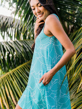 Load image into Gallery viewer, Teal Ihilani Hibiscus Dress Noe