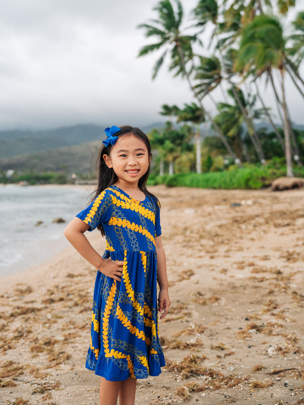 Buff 'n Blue Puakenikeni Girls Short Sleeve Twirl Dress