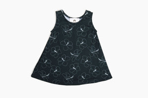 Black Kona Hibiscus Toddler Tank Dress