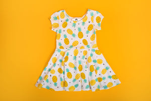Pineapple Short-Sleeved Toddler Dress