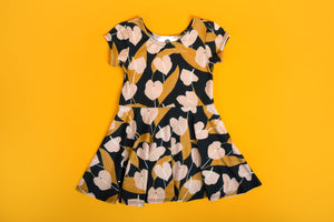 Mustard Anthuriums Short-Sleeved Toddler Dress