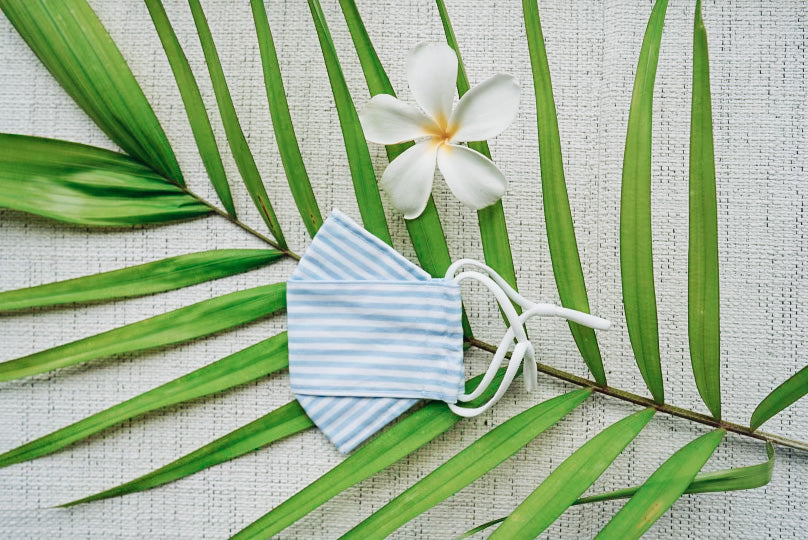 Blue Coastal Stripes Origami Mask