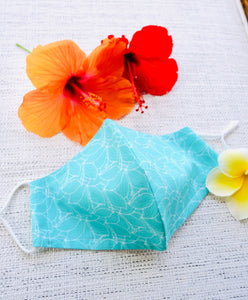 Teal Ihilani Hibiscus Mask