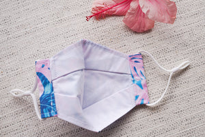Pink and Blue Monstera Origami Mask