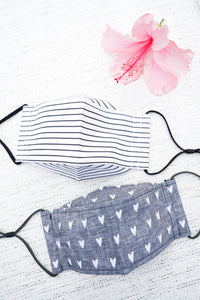 Grey Hearts Origami Mask