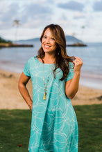 Load image into Gallery viewer, Teal Ihilani Hibiscus—Dress Maila
