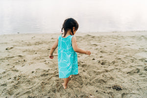 Teal Ihilani Hibiscus Toddler Dress