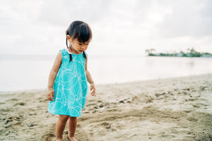 Teal Ihilani Hibiscus Toddler Dress